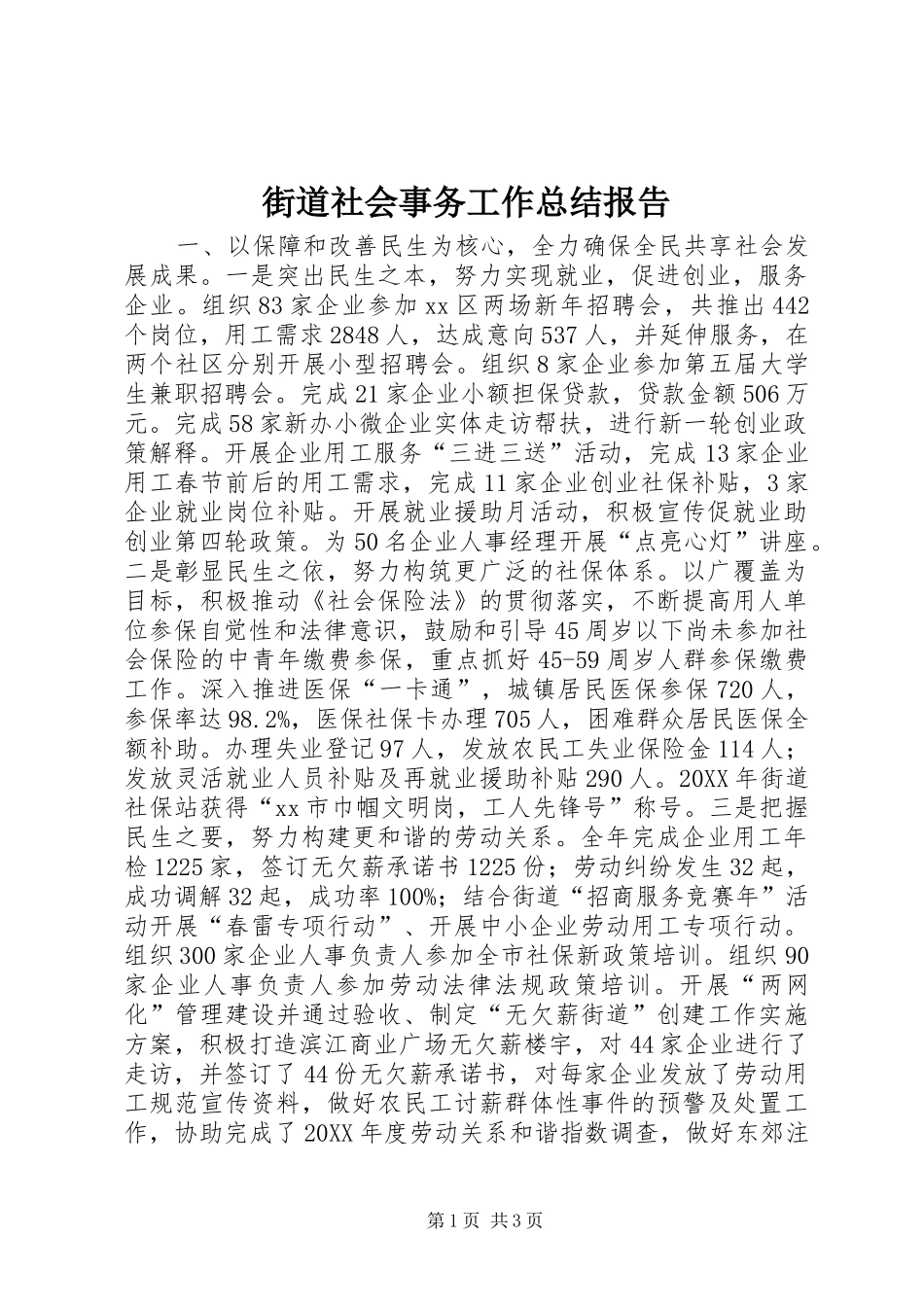 2024年街道社会事务工作总结报告_第1页