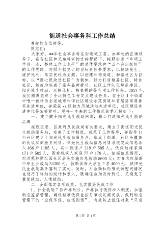2024年街道社会事务科工作总结