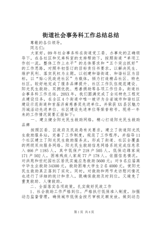 2024年街道社会事务科工作总结总结