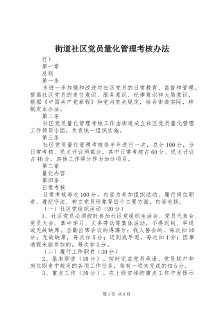 2024年街道社区党员量化管理考核办法