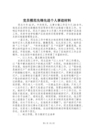 2024年党员模范先锋先进个人事迹材料