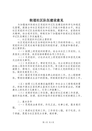 2024年街道社区队伍建设意见