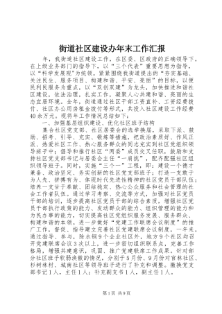 2024年街道社区建设办年末工作汇报