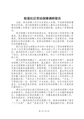 2024年街道社区劳动保障调研报告