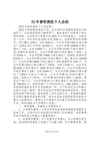2024年畜牧兽医个人总结