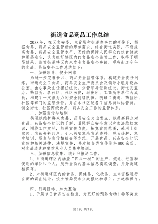2024年街道食品药品工作总结