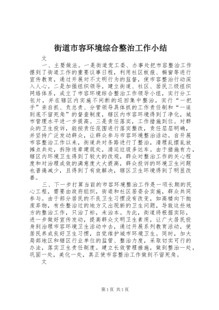 2024年街道市容环境综合整治工作小结