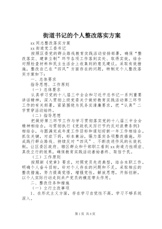 2024年街道书记的个人整改落实方案
