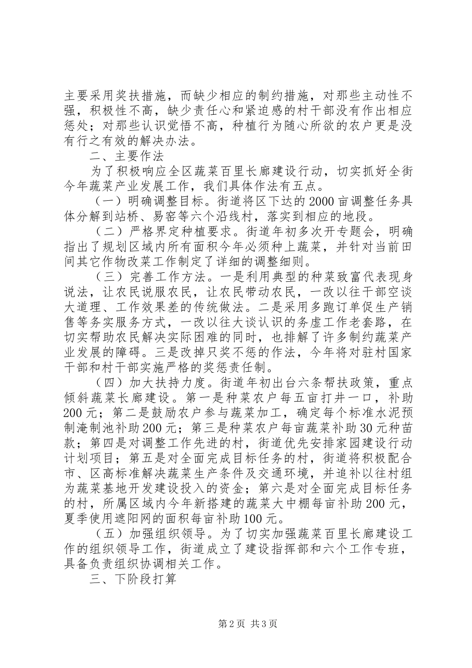 2024年街道蔬菜百里长廊建设情况汇报_第2页