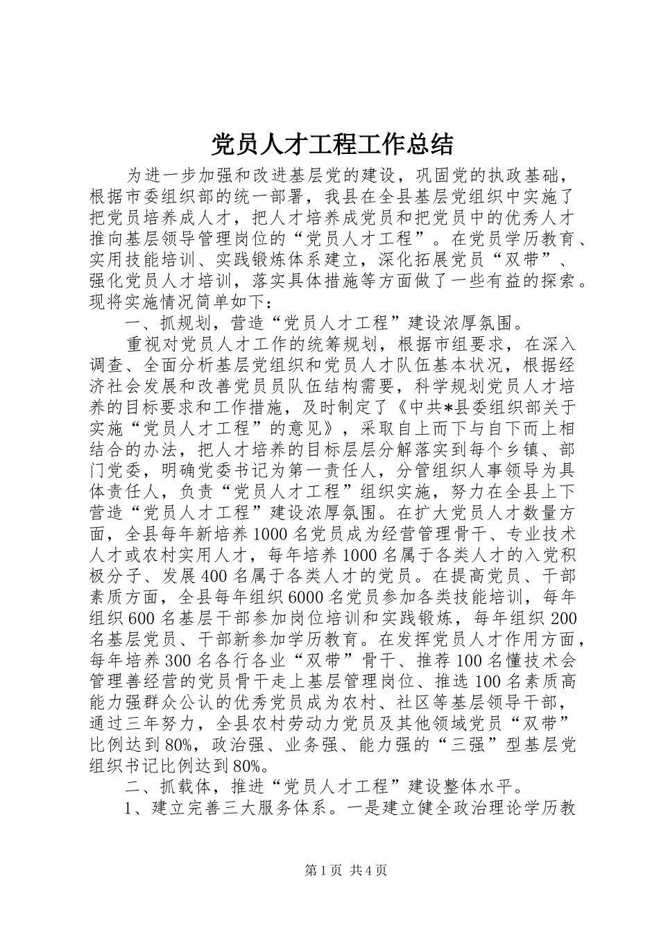 2024年党员人才工程工作总结_第1页