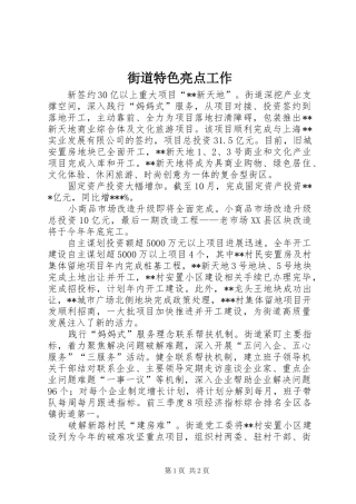 2024年街道特色亮点工作