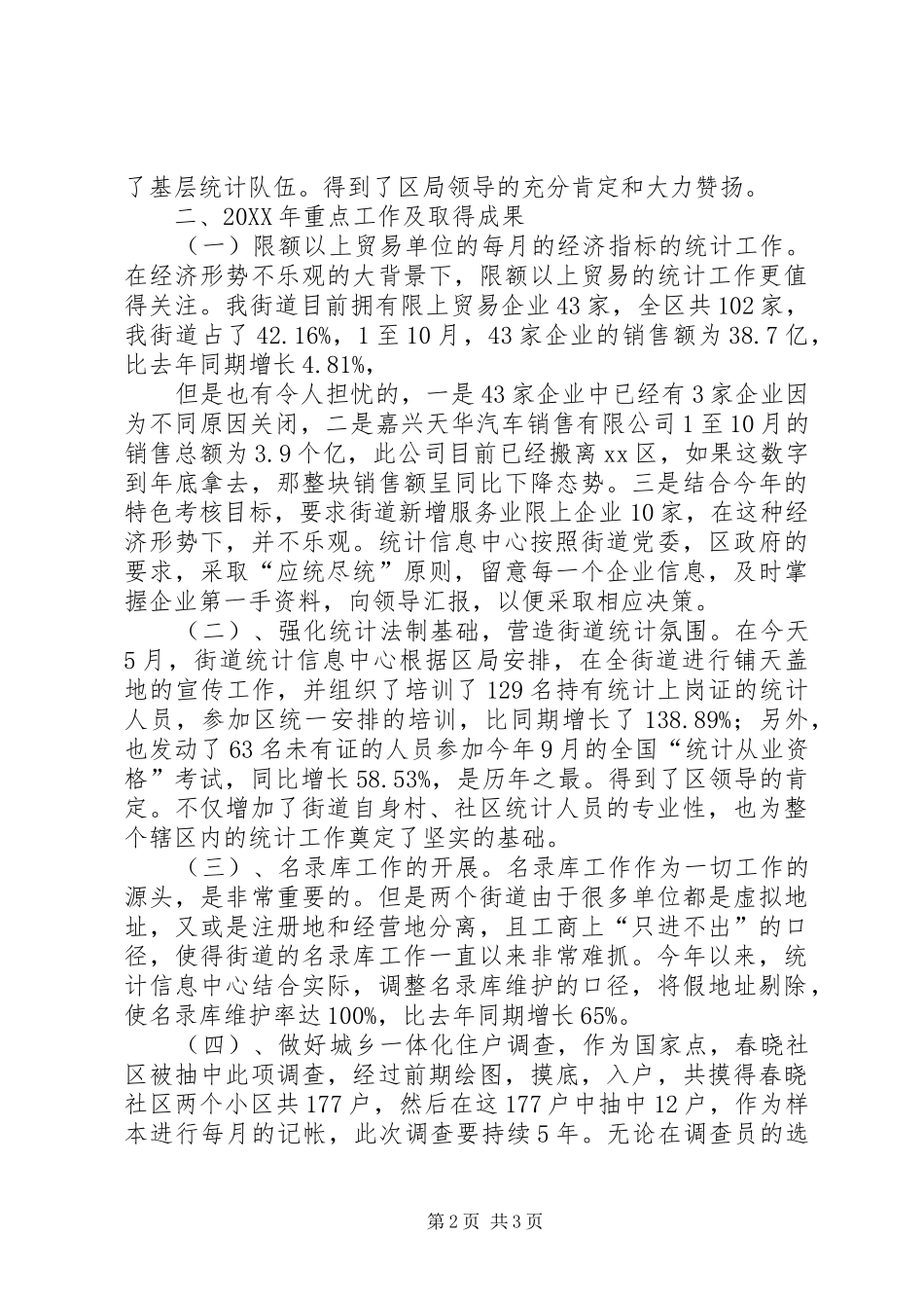 2024年街道统计信息中心年度工作总结_第2页
