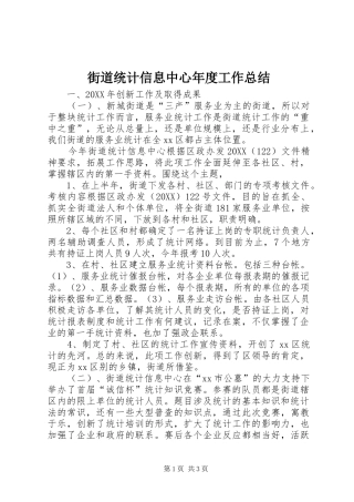 2024年街道统计信息中心年度工作总结
