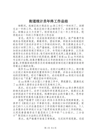 2024年街道统计员年终工作总结
