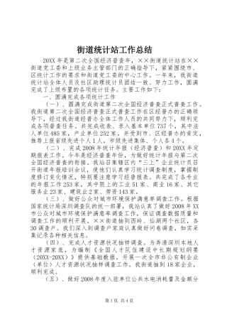 2024年街道统计站工作总结