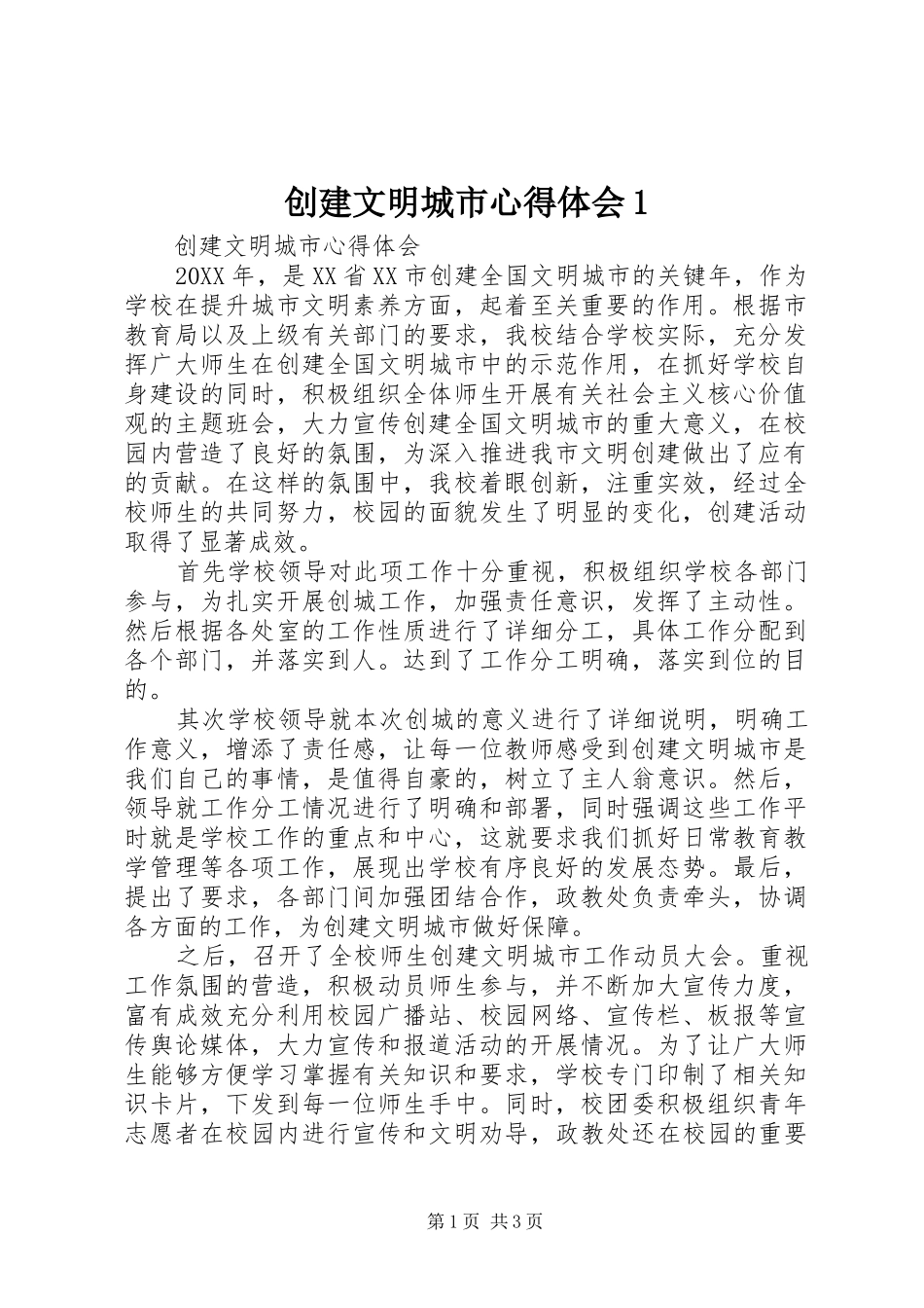 2024年创建文明城市心得体会_第1页