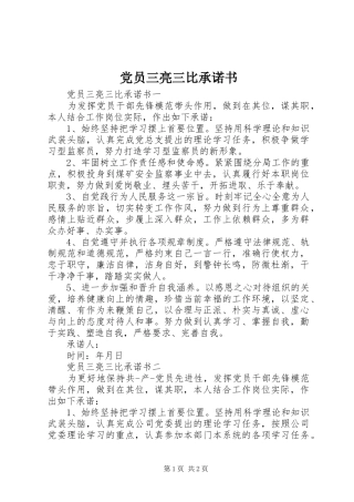 2024年党员三亮三比承诺书