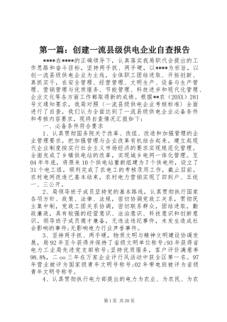 2024年创建一流县级供电企业自查报告