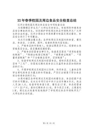 2024年春季校园及周边食品安全检查总结
