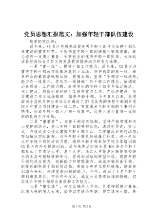 2024年党员思想汇报范文加强年轻干部队伍建设