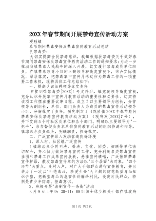 2024年春节期间开展禁毒宣传活动方案