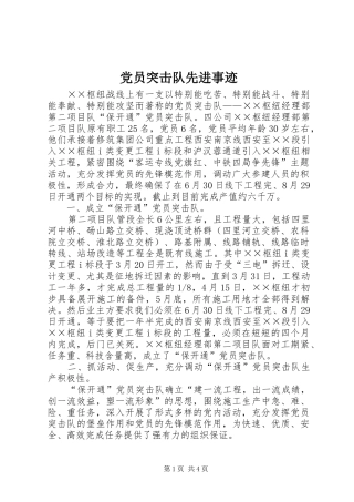 2024年党员突击队先进事迹