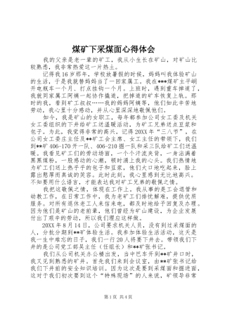 2024年煤矿下采煤面心得体会
