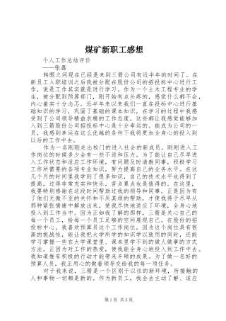 2024年煤矿新职工感想
