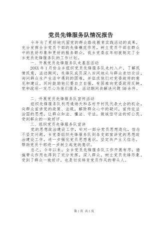 2024年党员先锋服务队情况报告