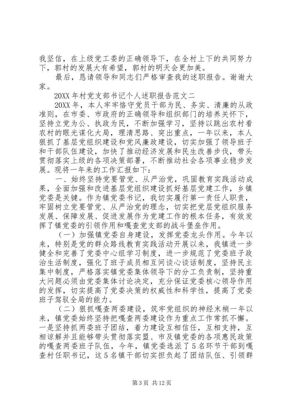 2024年村党支部书记个人述职报告范文_第3页