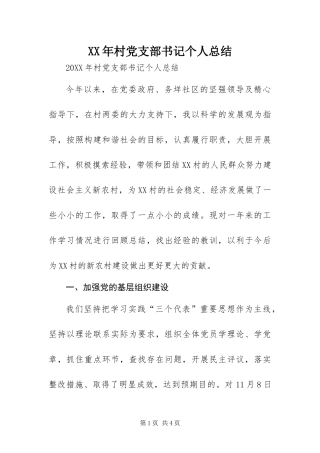 2024年村党支部书记个人总结