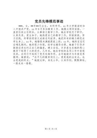 2024年党员先锋模范事迹