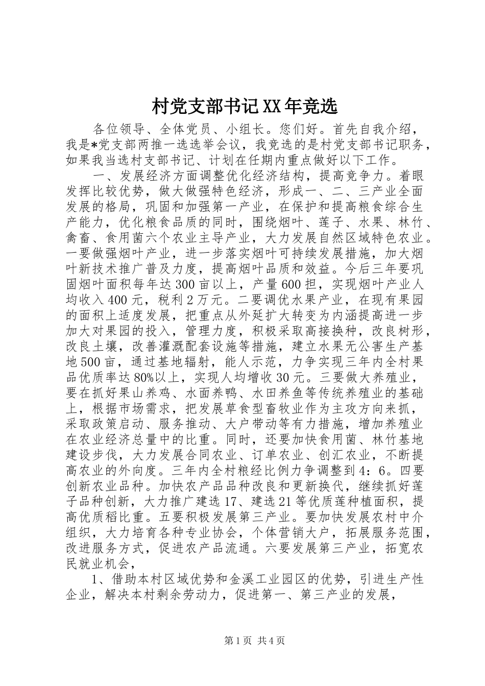 2024年村党支部书记竞选_第1页