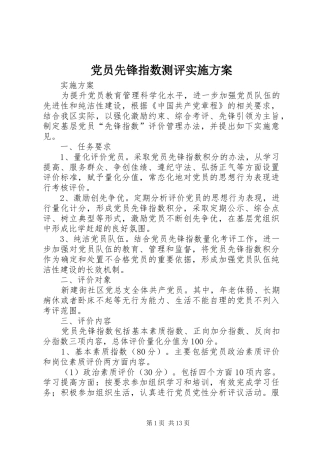 2024年党员先锋指数测评实施方案