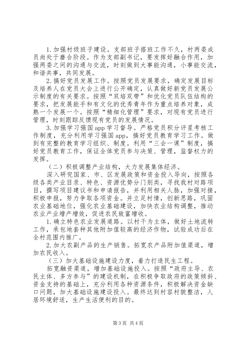 2024年村党支副书记工作汇报及下步打算_第3页