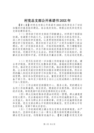 2024年村党总支部公开承诺书