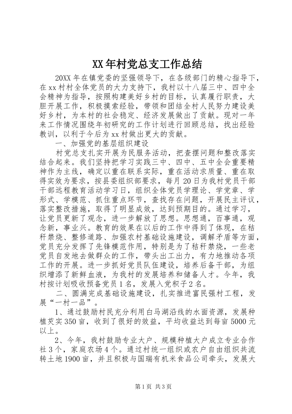 2024年村党总支工作总结_第1页