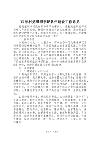 2024年村党组织书记队伍建设工作意见