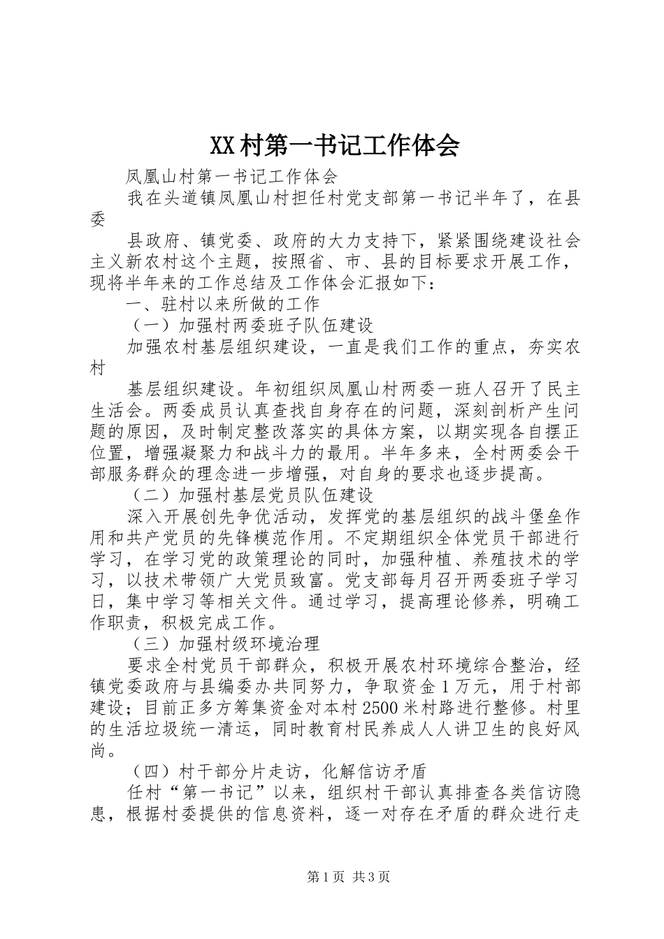 2024年村第一书记工作体会_第1页