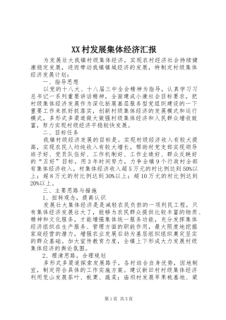 2024年村发展集体经济汇报