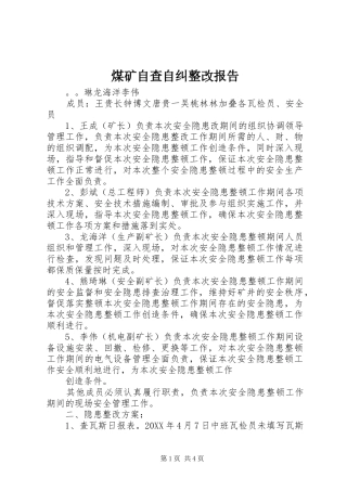 2024年煤矿自查自纠整改报告