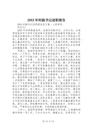 2024年村副书记述职报告