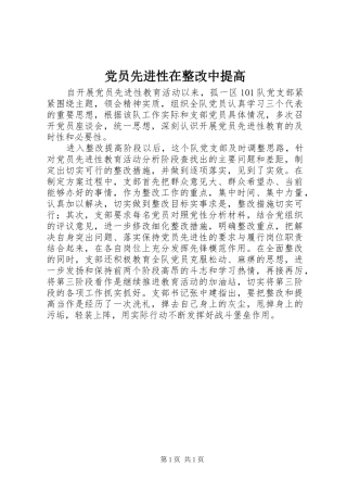 2024年党员先进性在整改中提高