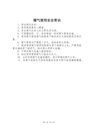 2024年煤气使用安全常识