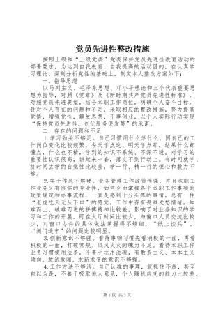 2024年党员先进性整改措施