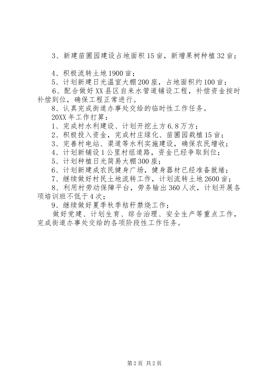 2024年村工作总结及工作打算_第2页