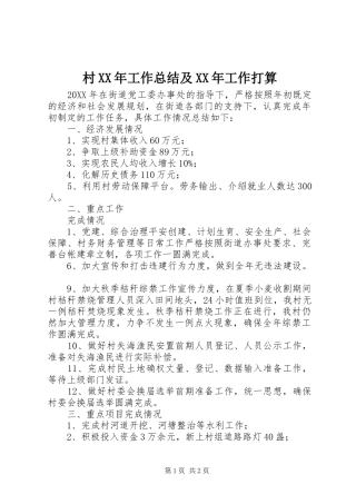 2024年村工作总结及工作打算