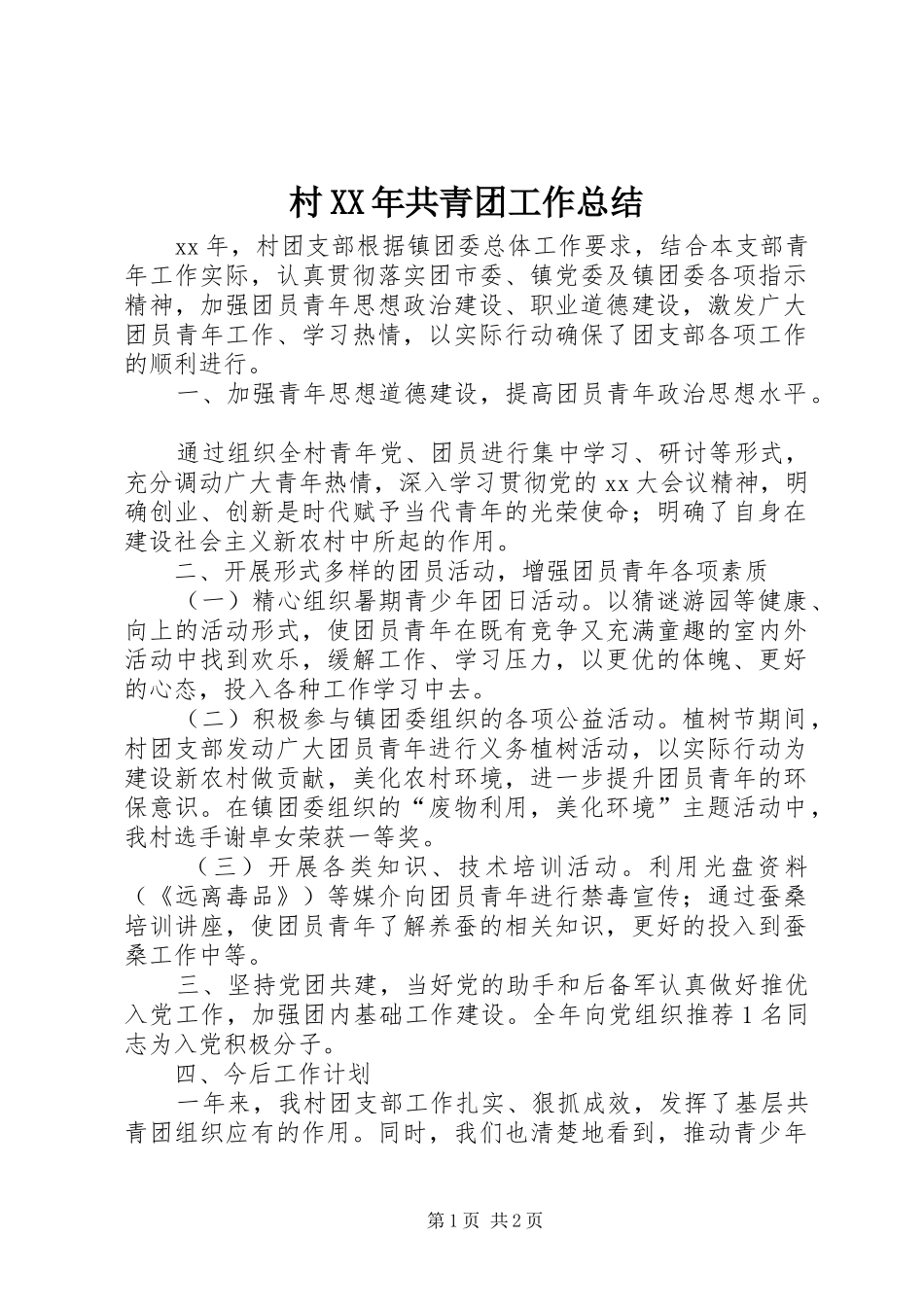 2024年村共青团工作总结_第1页