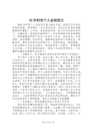 2024年村官个人总结范文