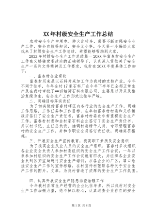 2024年村级安全生产工作总结